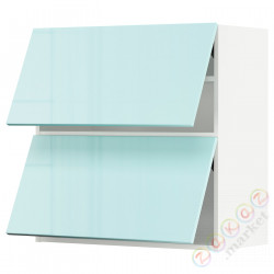 ⭐METOD⭐Горизонтальный шкаф 2 Drzв и открытое касание, белый Järsta/блеск светло-бирюзовый, 80x80 cm⭐ИКЕА-09414524