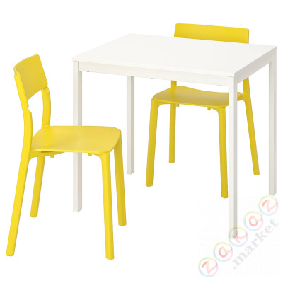 ⭐VANGSTA / JANINGE⭐Таблица и 2 стулья, белый/желтый, 80/120 cm⭐ИКЕА-59221212