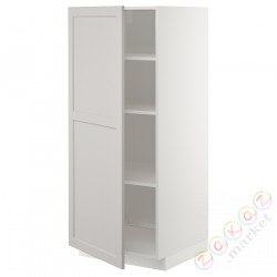 ⭐METOD⭐Высокий шкаф/полки, белый/Lerhyttan светло-серый, 60x60x140 cm⭐ИКЕА-49465234