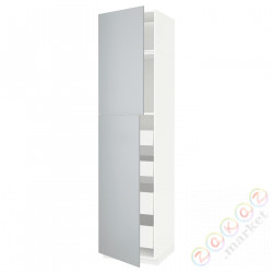 ⭐METOD / MAXIMERA⭐Шкаф, высота 2дверь/4лопата, белый/Veddinge Серый, 60x60x240 cm⭐ИКЕА-09456929