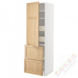 ⭐METOD / MAXIMERA⭐H пополам/4 шу/Drz/2 fr, белый/Forsbacka дуб, 60x60x200 cm⭐ИКЕА-69509473