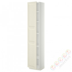 ⭐METOD⭐Высокий шкаф/полки, белый/Bodbyn сливочный, 40x37x200 cm⭐ИКЕА-69469113