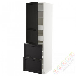 ⭐METOD / MAXIMERA⭐H пополам/4 шу/Drz/2 fr, белый/Lerhyttan черный морилка, 60x60x200 cm⭐ИКЕА-39370019