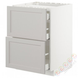 ⭐METOD / MAXIMERA⭐Старший полковник/2fr/3шу, белый/Lerhyttan светло-серый, 60x60 cm⭐ИКЕА-69274399