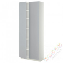 ⭐METOD⭐Высокий шкаф/полки, белый/Veddinge Серый, 80x37x200 cm⭐ИКЕА-89464973