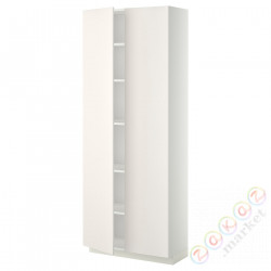 ⭐METOD⭐Высокий шкаф/полки, белый/Веддинге белый, 80x37x200 cm⭐ИКЕА-19466701