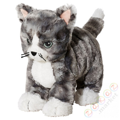 ⭐LILLEPLUTT⭐Мягкая игрушка, серый кот/белый⭐ИКЕА-00260451