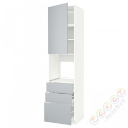 ⭐METOD / MAXIMERA⭐Кабинет высокой температуры/Drz/3 шу, белый/Veddinge Серый, 60x60x240 cm⭐ИКЕА-99454426