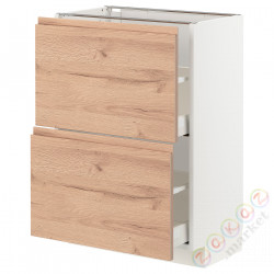 ⭐METOD / MAXIMERA⭐Напольный шкаф с 2 ящики, белый/Voxtorpподражание. дуб, 60x37 cm⭐ИКЕА-09403337
