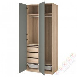 ⭐PAX / REINSVOLL⭐Комбинация шкафов, под беленый дуб/серо-зеленый, 100x60x236 cm⭐ИКЕА-09329352