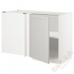 ⭐METOD⭐Угловой напольный шкаф с полкой, белый/Lerhyttan светло-серый, 128x68 cm⭐ИКЕА-09458754