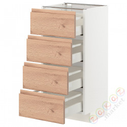 ⭐METOD / MAXIMERA⭐Sза st 4fr/4шу, белый/Voxtorpподражание. дуб, 40x37 cm⭐ИКЕА-89403084