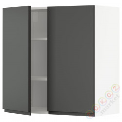 ⭐METOD⭐Навесной шкаф с полками/2 дверь, белый/Voxtorpтемно-серый, 80x80 cm⭐ИКЕА-69461206