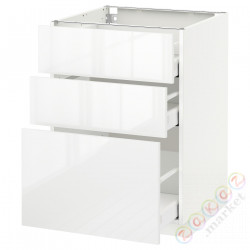 ⭐METOD / MAXIMERA⭐Напольный шкаф с 3 ящики, белый/Рингхульт белый, 60x60 cm⭐ИКЕА-99049663