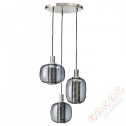⭐HOGVIND⭐Подвесной светильник/3 лампы, никелированная/Серый стакан⭐ИКЕА-50492929