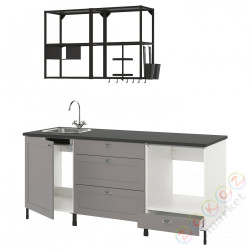 ⭐ENHET⭐Кухня, антрацит/серая рамка, 203x63.5x222 cm⭐ИКЕА-69337311