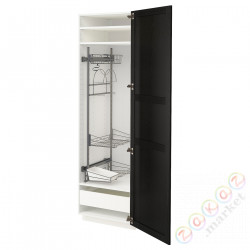 ⭐METOD / MAXIMERA⭐Высокий шкаф/домашний интерьер, белый/Lerhyttan черный морилка, 60x60x200 cm⭐ИКЕА-89366543