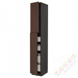 ⭐METOD / MAXIMERA⭐Шкаф, высота 2дверь/4лопата, черный/Sinarp коричневый, 40x60x240 cm⭐ИКЕА-29464565