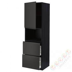 ⭐METOD / MAXIMERA⭐В шкафу для микрофона дверь/2 ящики, черный/Upplöv матантрацит, 60x60x200 cm⭐ИКЕА-39495665