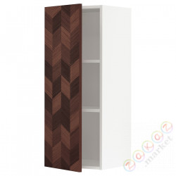 ⭐METOD⭐Навесной шкаф с полками, белый Hasslarp/коричневый шаблон, 40x100 cm⭐ИКЕА-29460807