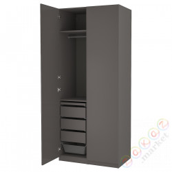 ⭐PAX / FORSAND⭐Комбинация шкафов, темно-серый/темно-серый, 100x60x236 cm⭐ИКЕА-19431170