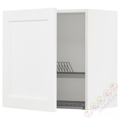⭐METOD⭐Навесной шкаф с сушилкой для посуды, белый Enköping/белый имитация дерева, 60x60 cm⭐ИКЕА-99473496