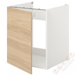 ⭐ENHET⭐Шкаф под раковину/дверь, белый/подражание. дуб, 60x62x75 cm⭐ИКЕА-99320955