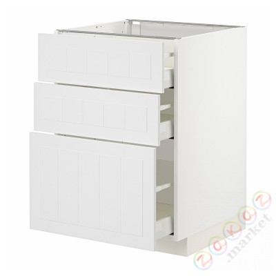 ⭐METOD / MAXIMERA⭐Напольный шкаф с 3 ящики, белый/Stensund белый, 60x60 cm⭐ИКЕА-29409499