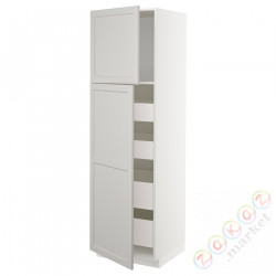 ⭐METOD / MAXIMERA⭐Шкаф, высота 2дверь/4лопата, белый/Lerhyttan светло-серый, 60x60x200 cm⭐ИКЕА-99466467