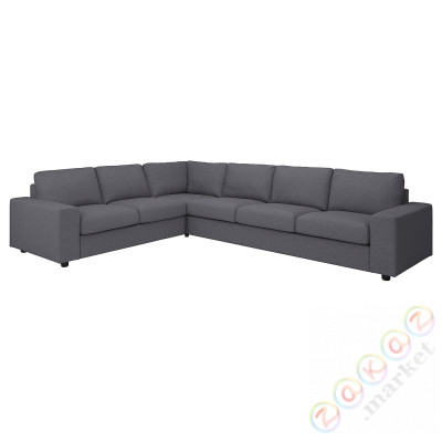 ⭐VIMLE⭐5-местный угловой диван, сширокийmi связаныokietnikami/Gunnared средний серый⭐ИКЕА-39401803