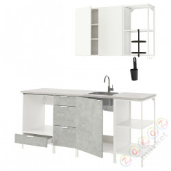 ⭐ENHET⭐Кухня, белый/имитация белого бетона, 203x63.5x222 cm⭐ИКЕА-19337403
