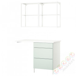 ⭐ENHET⭐Книжный шкаф, белый/бледно-серо-зеленый, 121.5x63.5x222 cm⭐ИКЕА-59548125