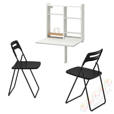 ⭐NORBERG / NISSE⭐Таблица и 2 стулья, белый/черный⭐ИКЕА-59481323