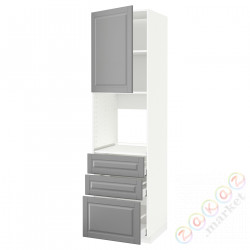 ⭐METOD / MAXIMERA⭐Кабинет высокой температуры/Drz/3 шу, белый/Bodbyn Серый, 60x60x220 cm⭐ИКЕА-49466436