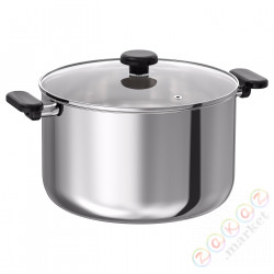 ⭐MIDDAGSMAT⭐Горшок с крышкой, Чистое стекло/нержавеющая сталь, 10 l⭐ИКЕА-10545232