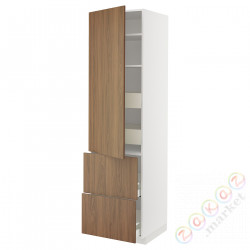 ⭐METOD / MAXIMERA⭐H пополам/4 шу/Drz/2 fr, белый/Tistorp подражаниеacja коричневыйowego орехa, 60x60x220 cm⭐ИКЕА-79519626