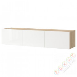 ⭐BESTA⭐Тумба под ТВ с дверь, под беленый дуб/Selsviken gloss/белый, 180x42x38 cm⭐ИКЕА-59330715