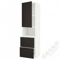 ⭐METOD / MAXIMERA⭐В шкафу для микрофона дверь/2 ящики, белый/Кунгсбака антрацит, 60x60x220 cm⭐ИКЕА-09456383