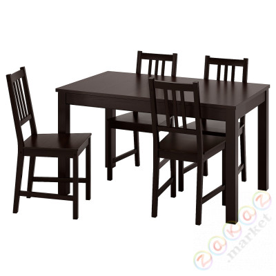 ⭐LANEBERG / STEFAN⭐Таблица и 4 стулья, коричневый/темно коричневый, 130/190x80 cm⭐ИКЕА-29482951