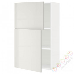 ⭐METOD⭐Навесной шкаф с полками/2 дверь, белый/Ringhult светло-серый, 60x100 cm⭐ИКЕА-09467367