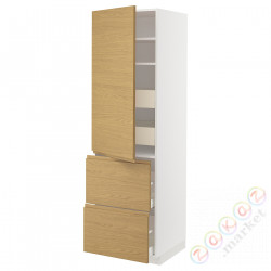 ⭐METOD / MAXIMERA⭐H пополам/4 шу/Drz/2 fr, белый/Voxtorpподражание. дуб, 60x60x200 cm⭐ИКЕА-39538467