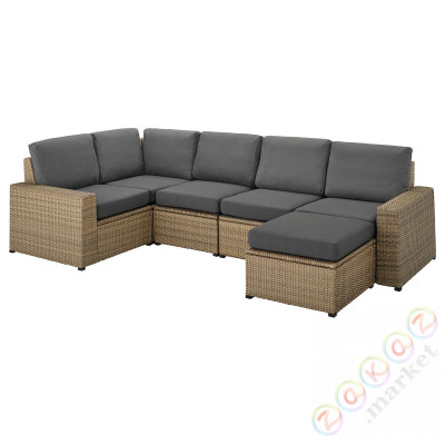 ⭐SOLLERON⭐Модульный угловой диван, 4-местный снаружи, коричневый с подставкой для ног/Frösön/Duvholmen темно-серый⭐ИКЕА-79252580