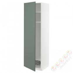 ⭐METOD⭐Высокий шкаф, полки/докторuciany, белый/Bodarp серо-зеленый, 60x60x200 cm⭐ИКЕА-49458436