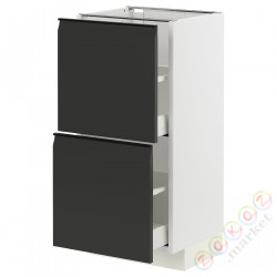 ⭐METOD / MAXIMERA⭐Напольный шкаф с 2 ящики, белый/Upplöv матантрацит, 40x37 cm⭐ИКЕА-19494049