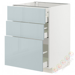 ⭐METOD / MAXIMERA⭐Напольный шкаф с 3 ящики, белый/Kallarp jasnoсерый-синий, 60x60 cm⭐ИКЕА-79479611