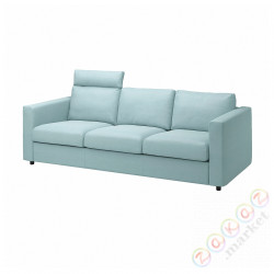 ⭐VIMLE⭐Диван 3-человекowa, с подголовником/Saxemara светло-синий⭐ИКЕА-49399055
