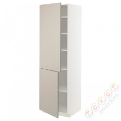 ⭐METOD⭐Высокий шкаф с полками/2Drz, белый/Stensund бежевый, 60x60x200 cm⭐ИКЕА-39460350