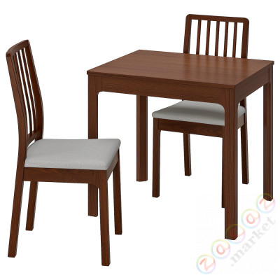 ⭐EKEDALEN / EKEDALEN⭐Таблица и 2 стулья, коричневый/Orrsta светло-серый, 80/120 cm⭐ИКЕА-19296879