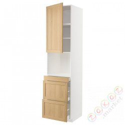 ⭐METOD / MAXIMERA⭐Обувь для микрокомбо дверь/3шу, белый/Forsbacka дуб, 60x60x240 cm⭐ИКЕА-79509566