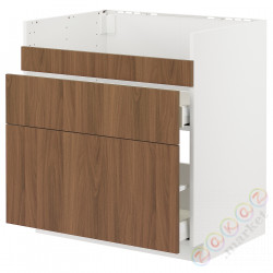 ⭐METOD / MAXIMERA⭐ХАВСЕН тумба под раковину/3fr/2шу, белый/Tistorp подражаниеacja коричневыйowego орехa, 80x60 cm⭐ИКЕА-29519214